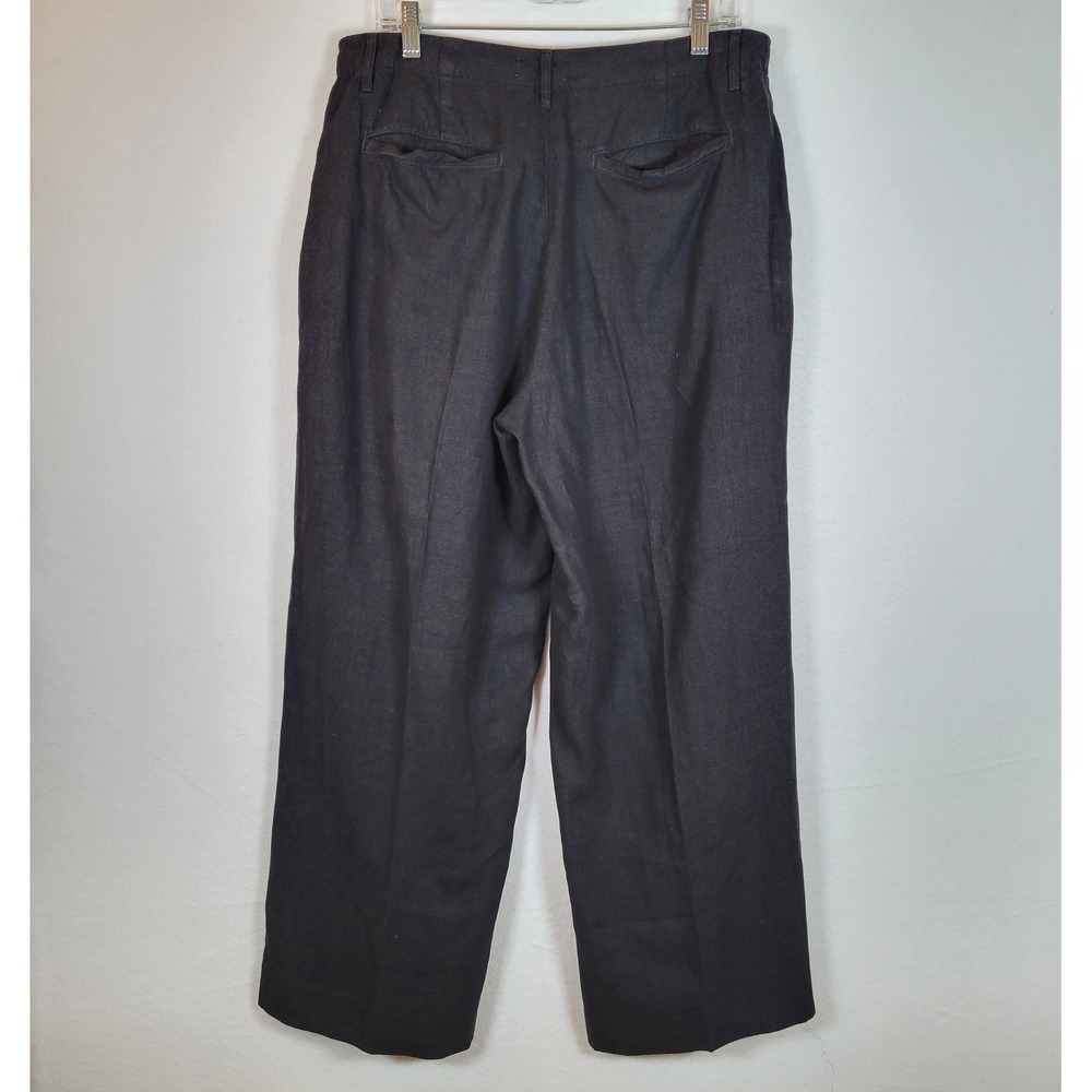 LAGENCE Womens Wide Leg Linen Pants Size 31 Black Bohemian Beachy Lagenlook Art - Picture 10 of 13